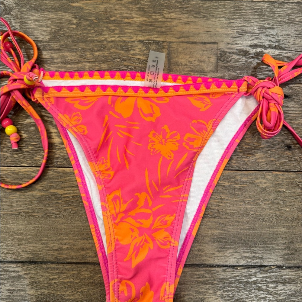 SHEIN Pink and Orange Floral Bikini Bottom